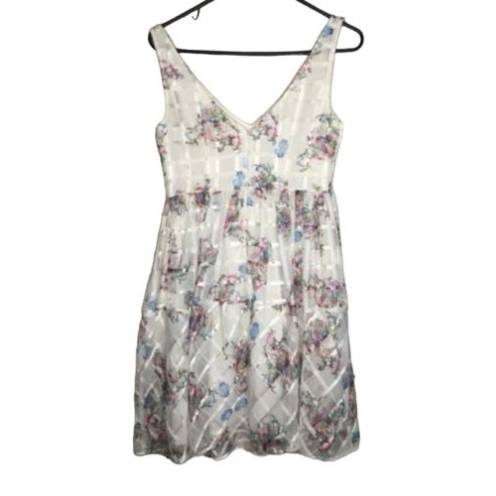 NWOT Anthropologie Maeve Pink/White Peony Garden V-Neck Midi Dress Women 4 China